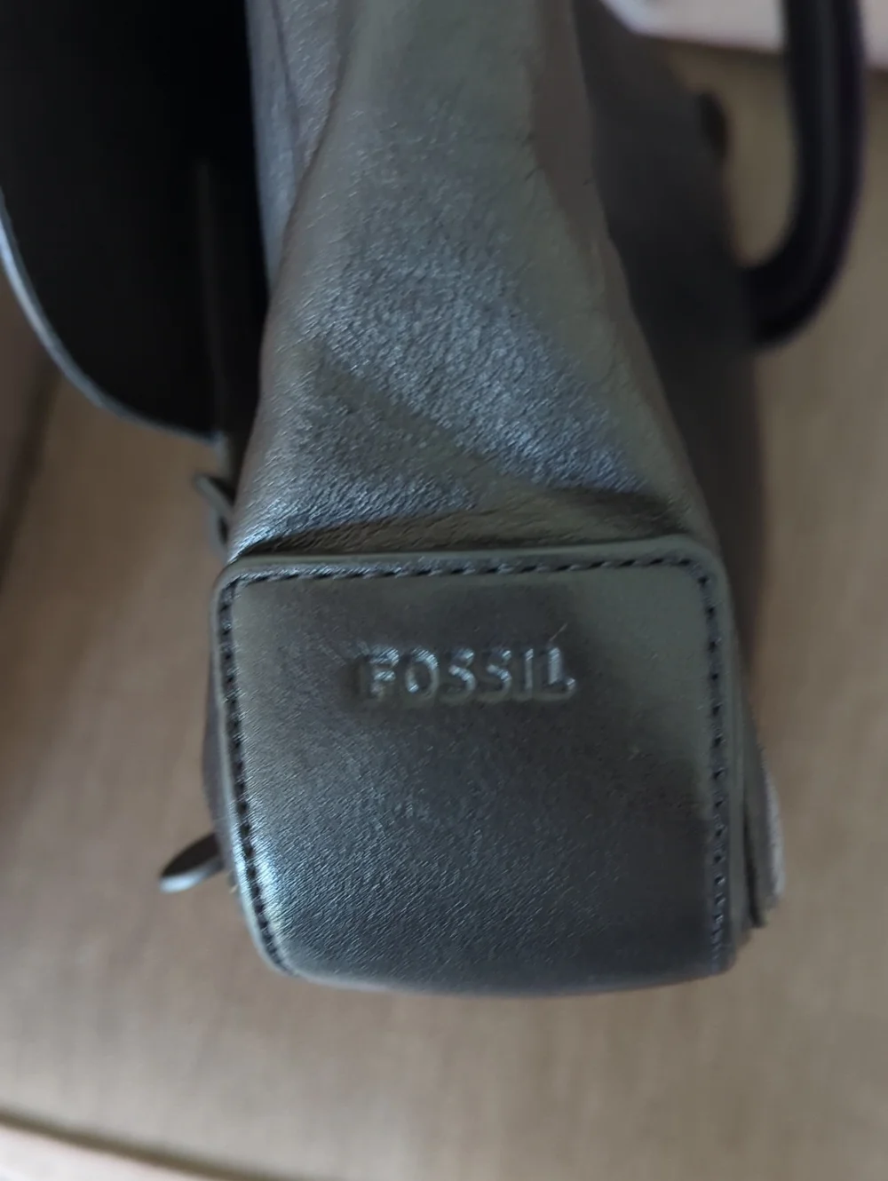 Fossil Black Leather Buckner Messenger Bag